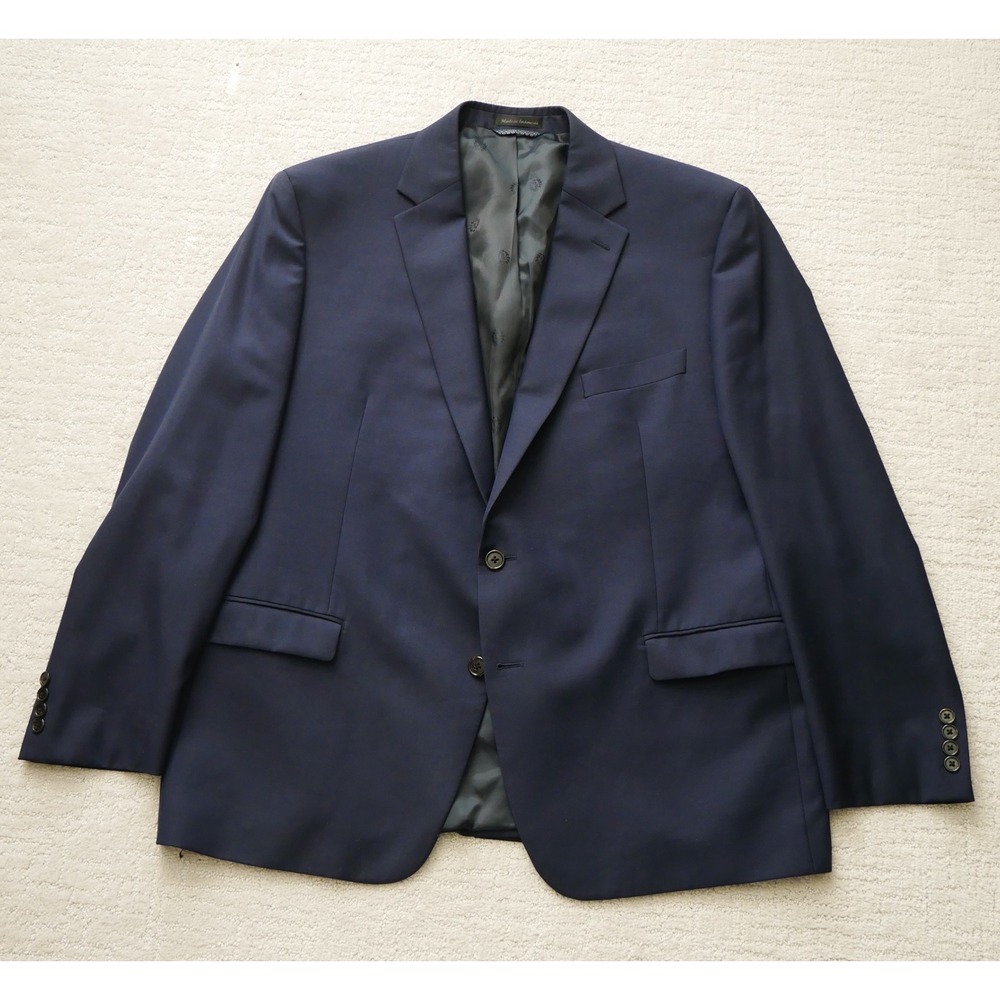 Lauren Ralph Lauren Mens 46R Navy Blue Wool Blend Natural Stretch Blazer Jacket
